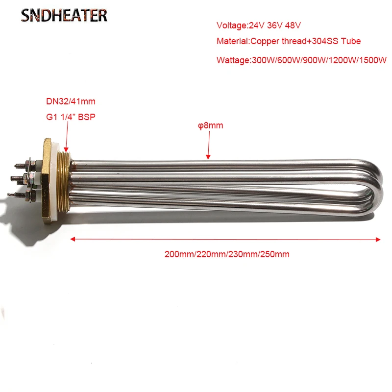 Thermostat Water Heater Part 48V/96V DC Tubular Water Heating Element ...