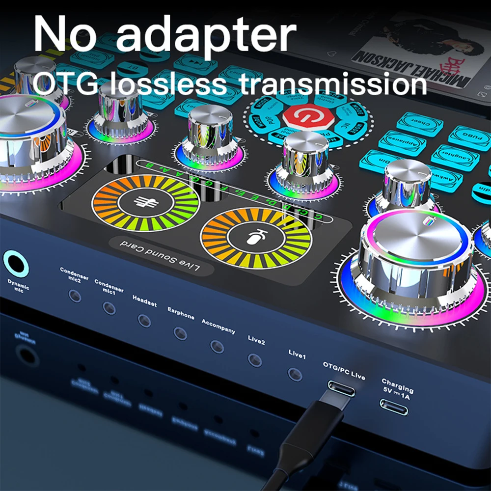 Q7 Sound Card Professional Sound Cards Audio Mixer 48V Phantom for Mobile Phone Computer Karaoke Broadcast KTV Singing Live
