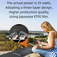 Chargeur solaire JINGYANG PV 35W avec ports USB-A et USB-C, chargeur solaire portable pliable à 24% d'efficacité, compatible avec les téléphones portables, les batteries externes, chargeur solaire pour sac à dos. 6