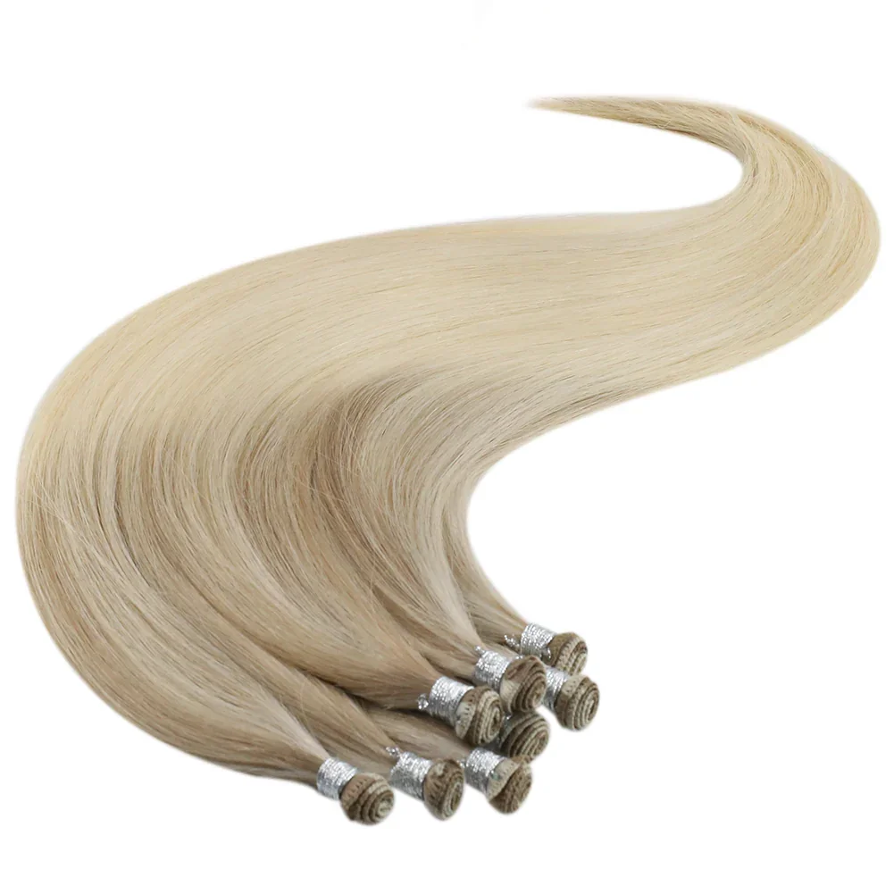 LaaVoo Virgin Hand Tied Hair Weft Human Hair Extensions 10G&15G 14-24inch 100% Real Straight Human Bundles human hair extensions