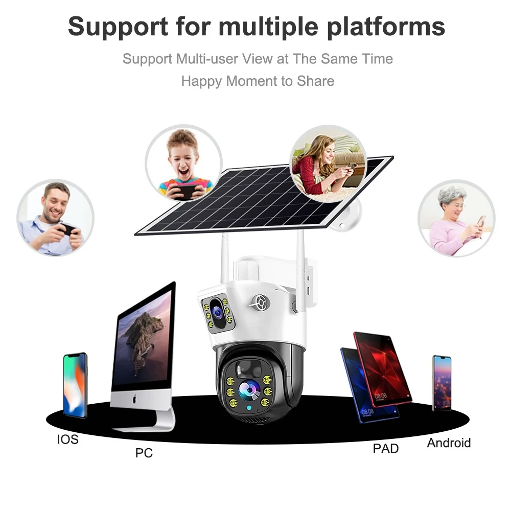 solar panel powering outdoor security camera