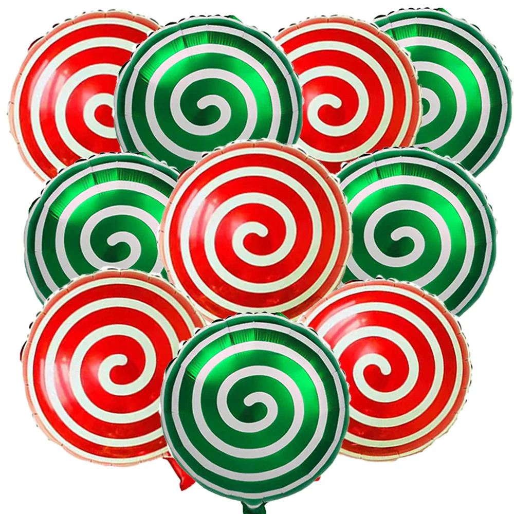 

10pcs Red Green Sweet Candies Theme Birthday Baby Shower Christmas Winter Home Decor Christmas Candy Balloon Candy Mylar Balloon