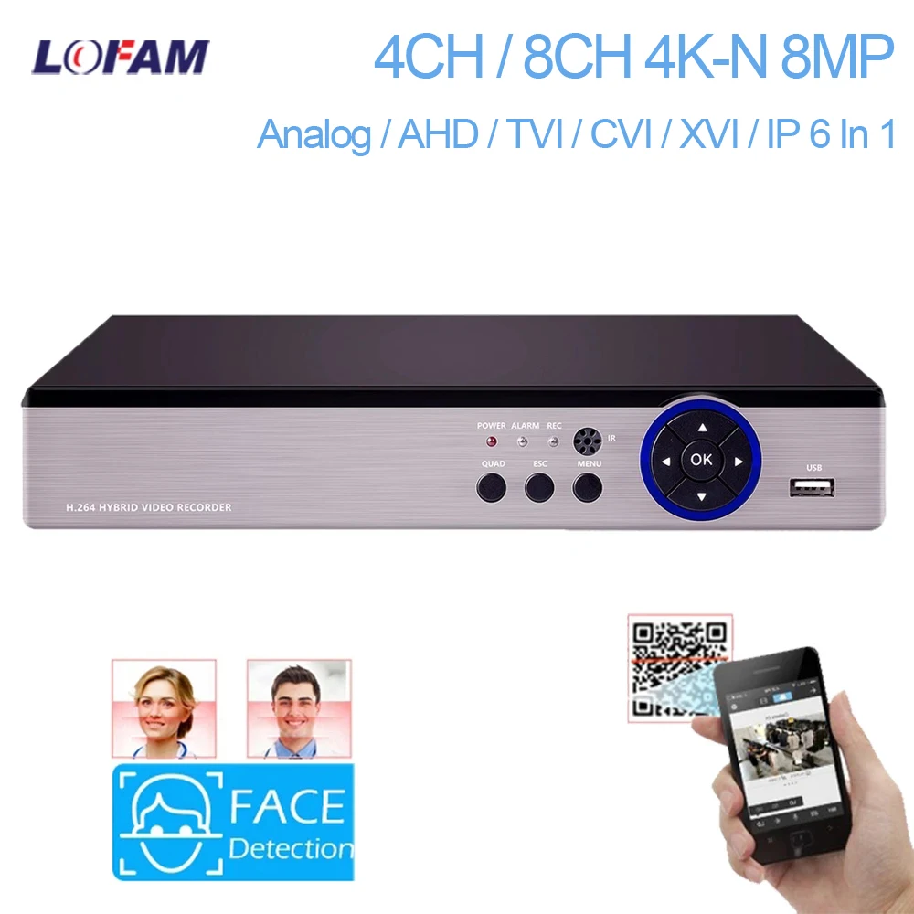 Ahd 4k 8mp Dvr Nvr Hybrid 8ch 4ch Security Video Surveillance Dvr