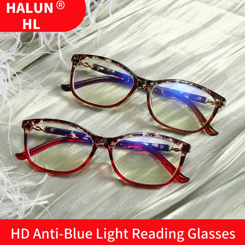 

HALUN HL Fashion Cat Eye Reading Glasses Women HD Anti-blue Light Lens Hyperopia Computer Phone Glasses +1.0~+4.0 UV400 208