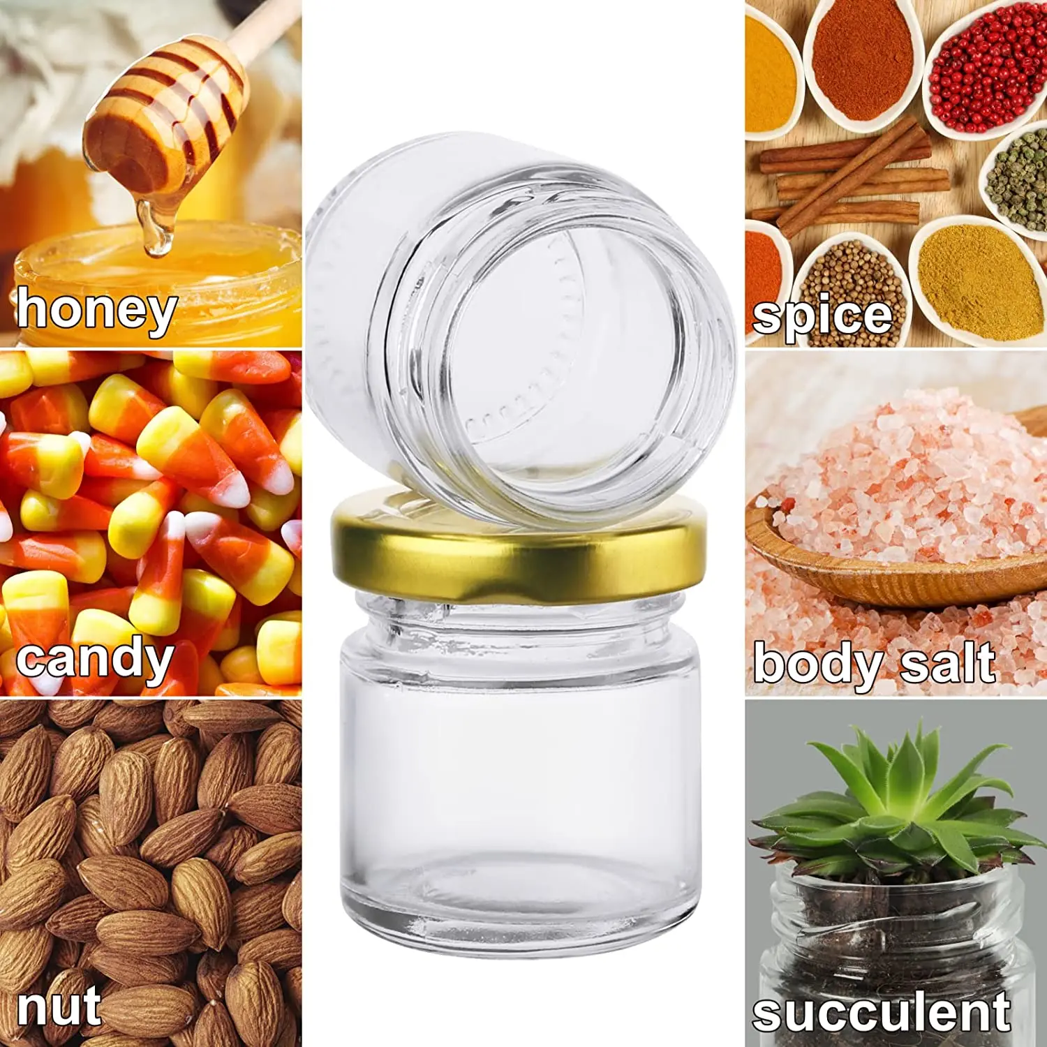 Small Glass Jars with Lids, 1.5 oz Mini Jam Jars, Small Honey Jars for Favors, Candle Jars for Candle Making for Gifts 6