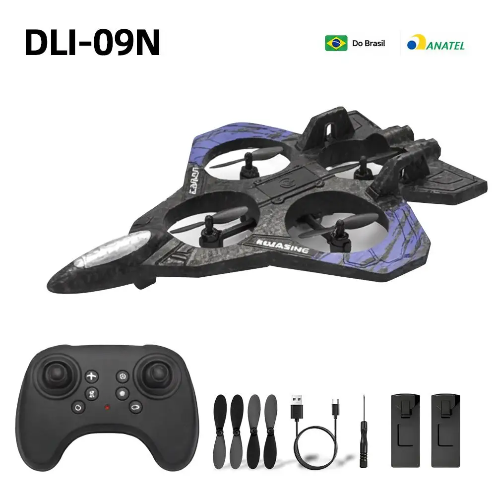 Aeronave RC DLI de Espuma Resistente a Impactos com Luz LED Colorida 2.4G, Decolagem Automática e Duas Baterias, Presente para Meninos e Meninas
