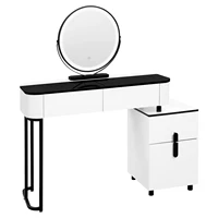 WOLTU Современный туалетный столик со светодиодной подсветкой, 3 цвета, косметический столик для девочек и женщин, ящики, 1 боковой шкаф, комод — изображение 2