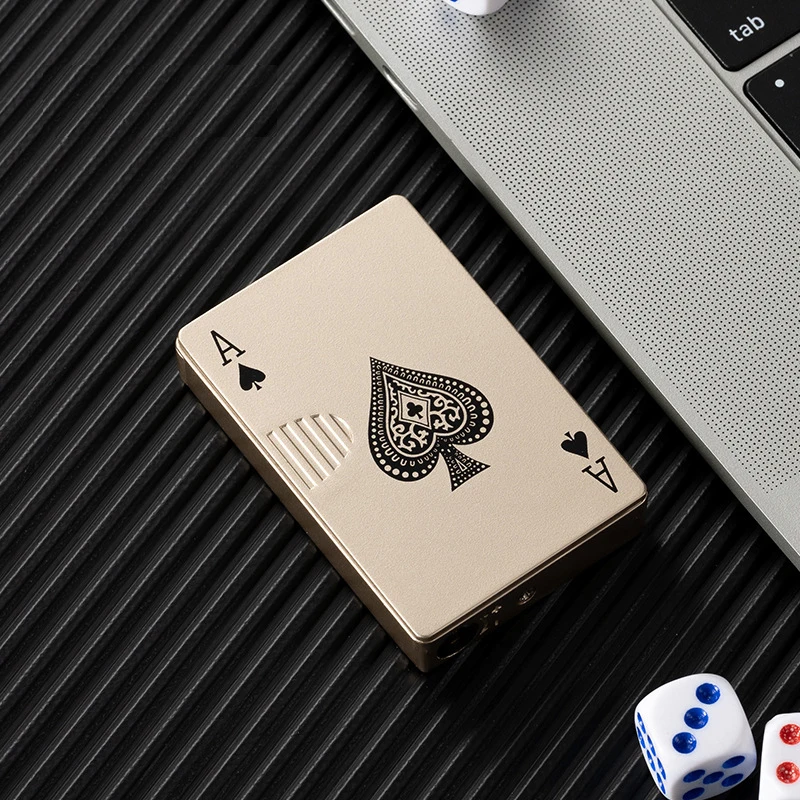 Creative Lighter Metal Playing Card Joker Inflatable Green Flame