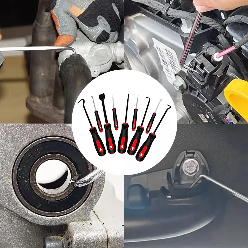 9Pcs Car Auto Vehicle Oil Seal Screwdrivers Set O-Ring Seal Gasket Puller Remover Pick Hooks Tools Sealing Repair Tools: 3 - 5 Days Free Delivery only UK