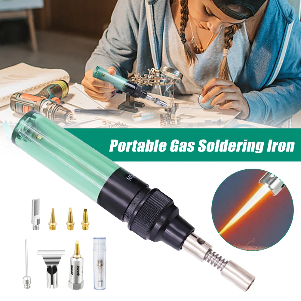 Pen Type Gas Soldering Iron Portable Cordless Butane Gas Welding Gun Welding Pen 1300℃ Adjustable Burner Mini Butane Welder Tip