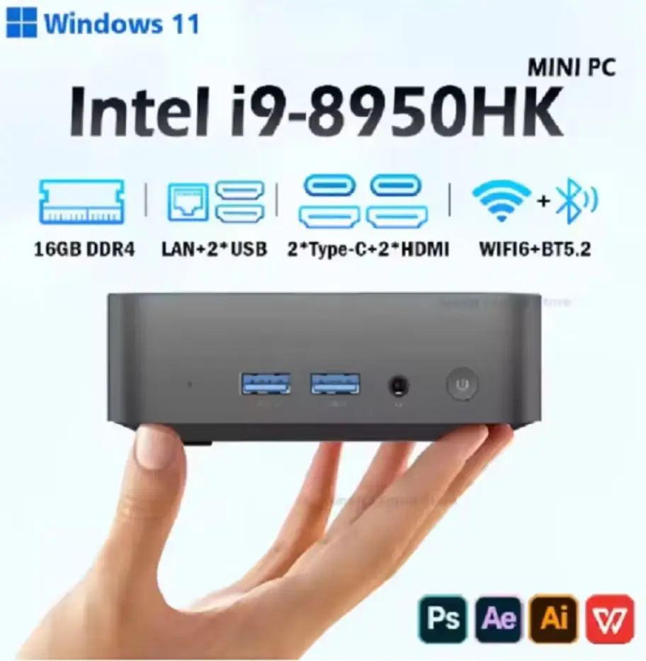 YENİ MİNİ BİLGİSAYAR Windows 11 Intel Core i9 8950HK 16GB LPDDR4 2TB Intel N5095A Mini Bilgisayar Çift WIFI 6 Mini Oyun Ofis Bilgisayarı