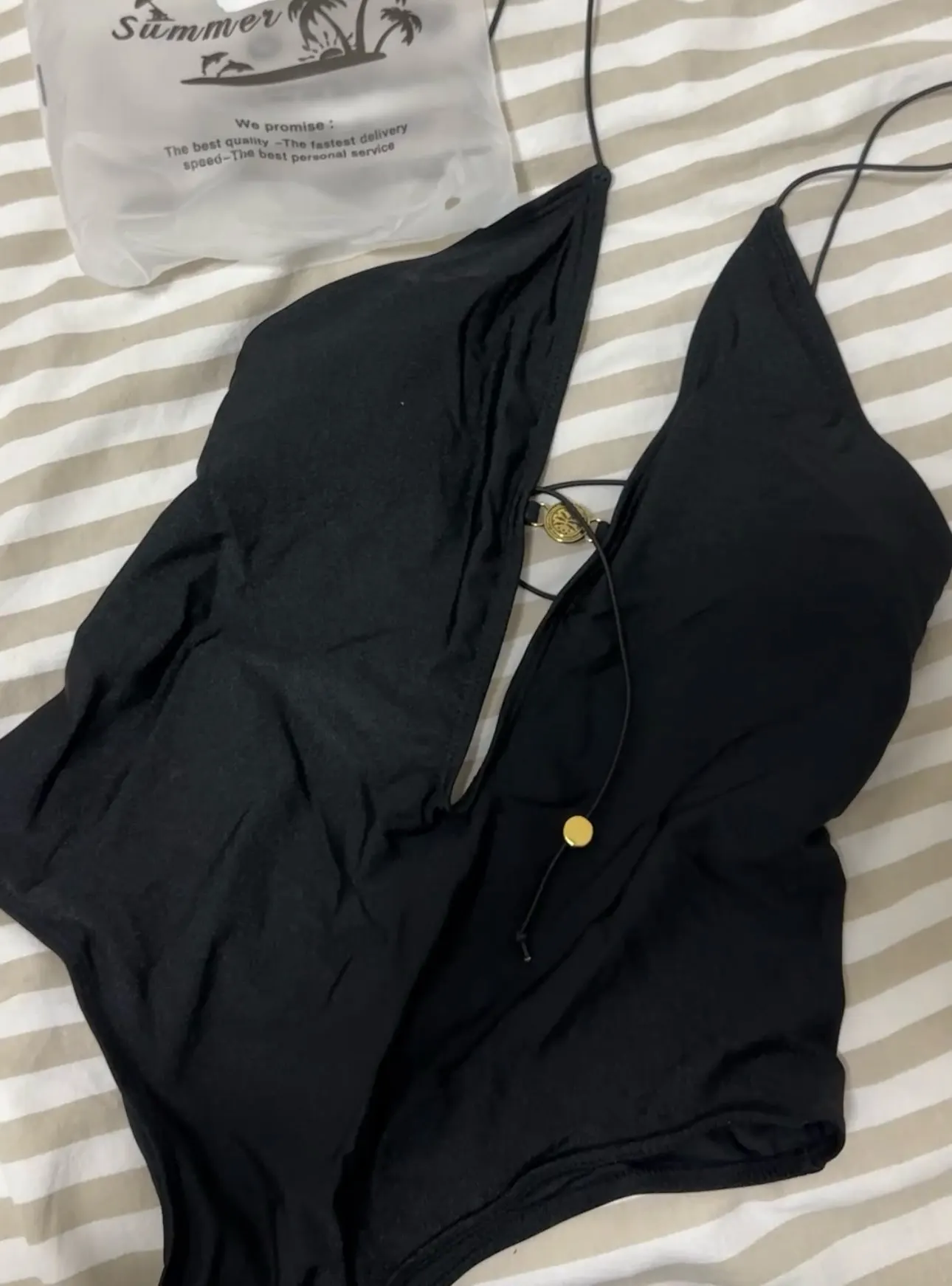 Luxurious Deep V Monokini - Bandage One Piece Swimwear photo review