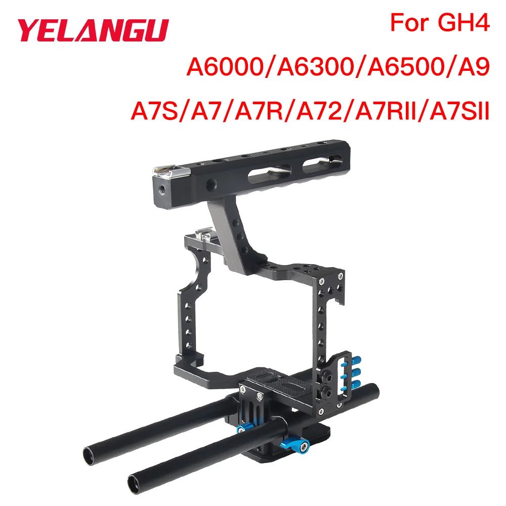 

YELANGU C5 камера клетка для Panasonic GH4 для Sony A7S A7 A7R A72 A7RII A7SII A6000 A6500 A6300 с холодным башмаком Верхняя ручка
