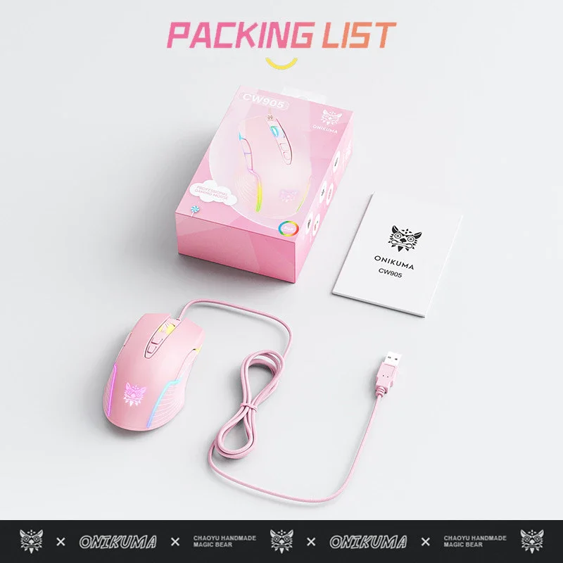 עכבר משחק Onikuma Cw905 אלחוטי 2.4g מצב עכבר תאורה RGB מכני מתכוונן Dpi