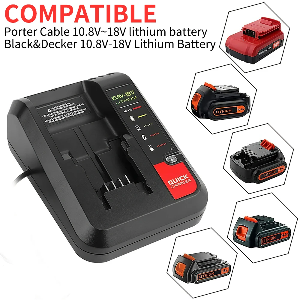 Li-ion NICD Battery Charger For Black Decker 10.8V 14.4V 18V 20V BD18V  LBXR20