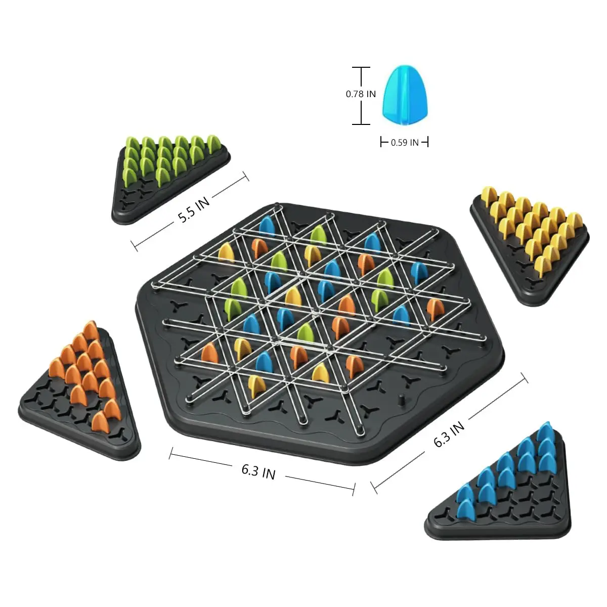 Chain Triangle Chess Game, Geometric Chess Game, Board Games for Family Night, Family Games for Kids and Adults, 2 to 4 Players 5
