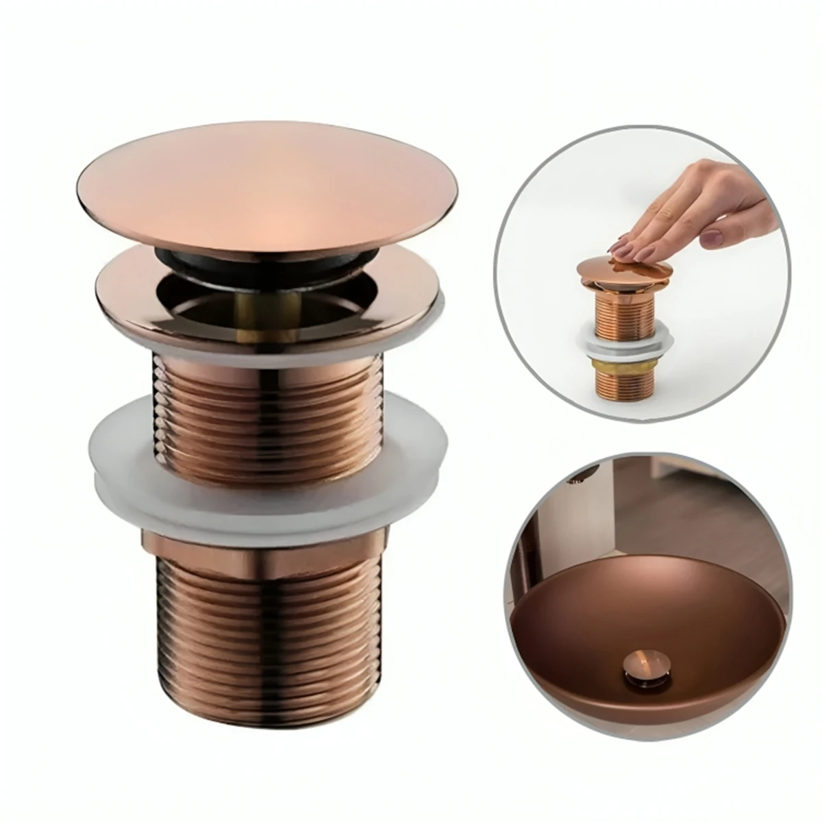Valve Click Slush Smart Sink Cuba Bathroom Washbasin Inox 1/4 E27rg Rosa Gold Luuk Young