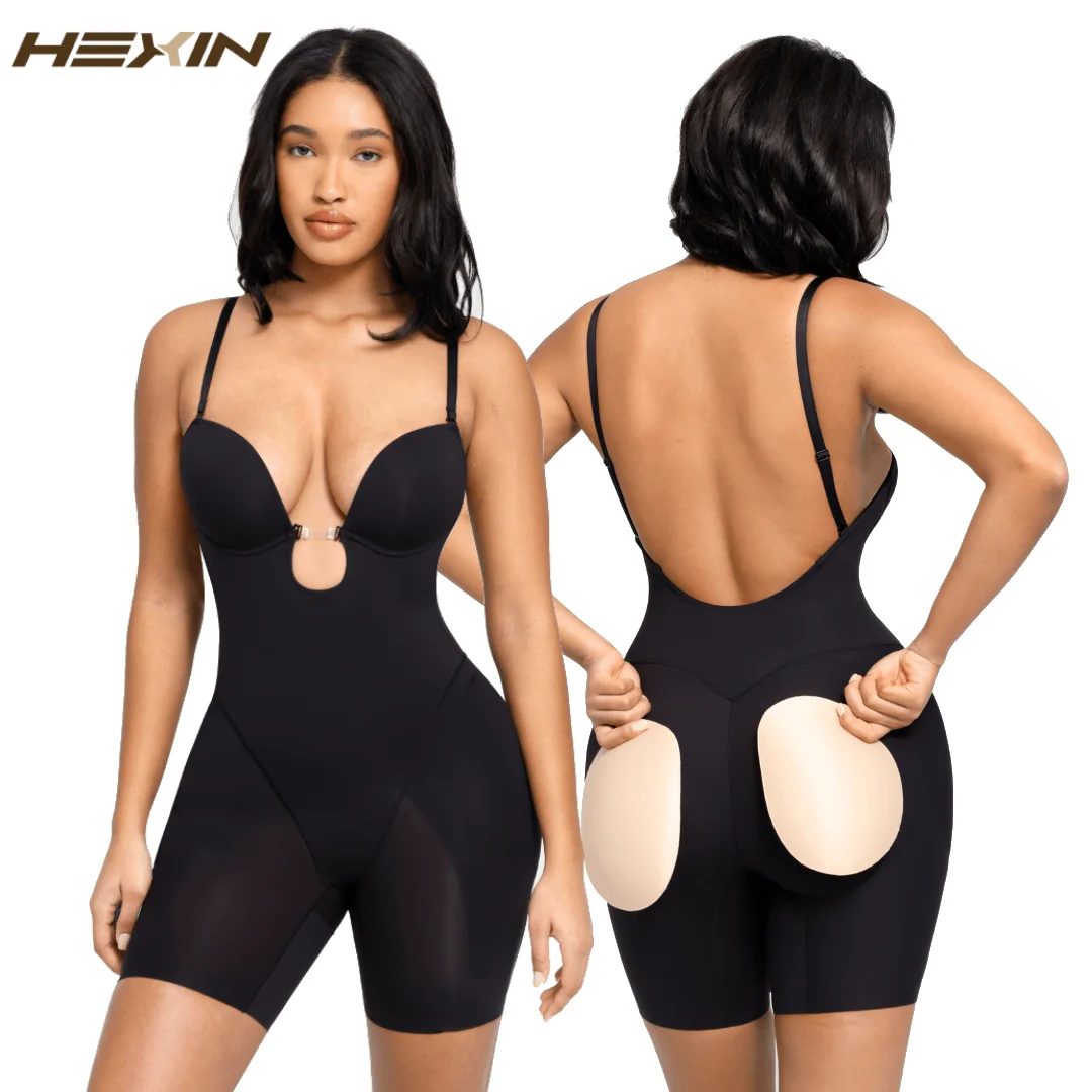 

Women Butt Lifter Plunge Low-Back Shapewear Bridal with Removable Pads Bodysuit Shaper Tummy Control Slimming Body Shaper faja