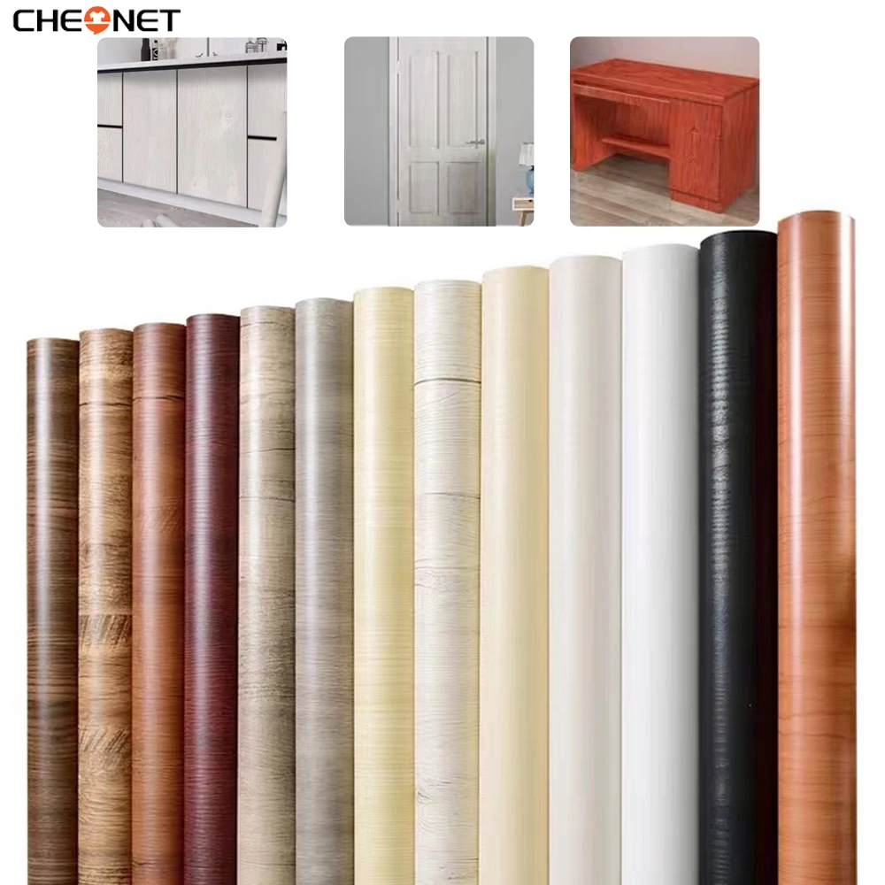 PVC Wood Grain Decor Contact Paper Stick Waterproof Wallpaper for