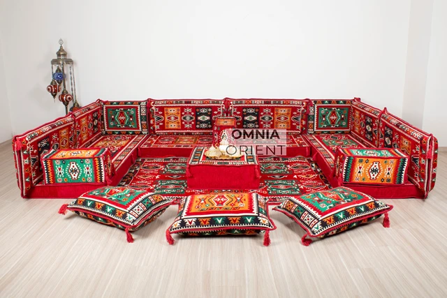 Ethnic Anatolian Floor Seating Sofa, Floor Cushions, Arabic Sofa