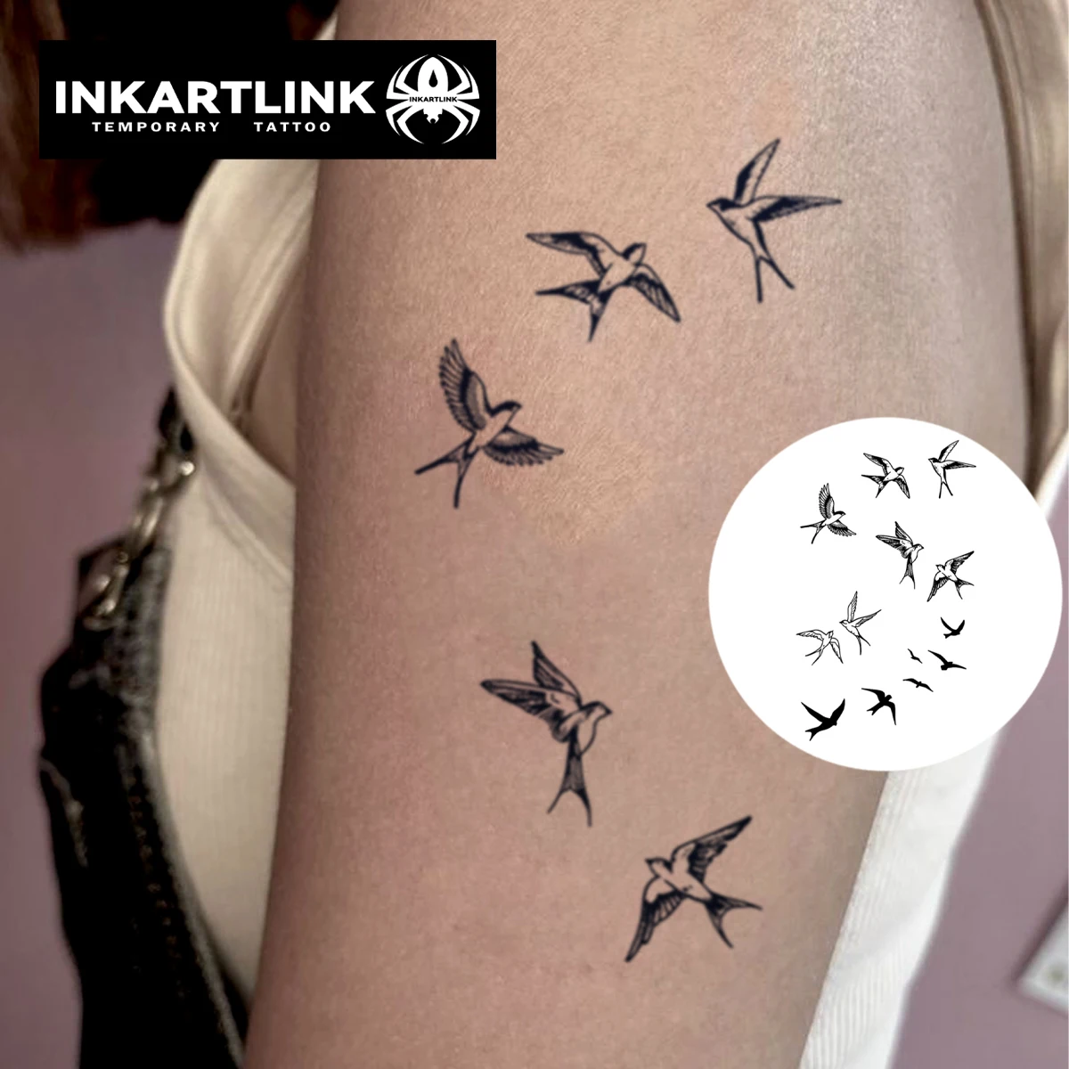 Adesivo de tatuagem temporária rebanho de pássaros, tatuagem mágica à prova  d'água, dura até 15 dias de tatuagem falsa, tatuagem semi permanente. -  AliExpress, image size:1200x1200