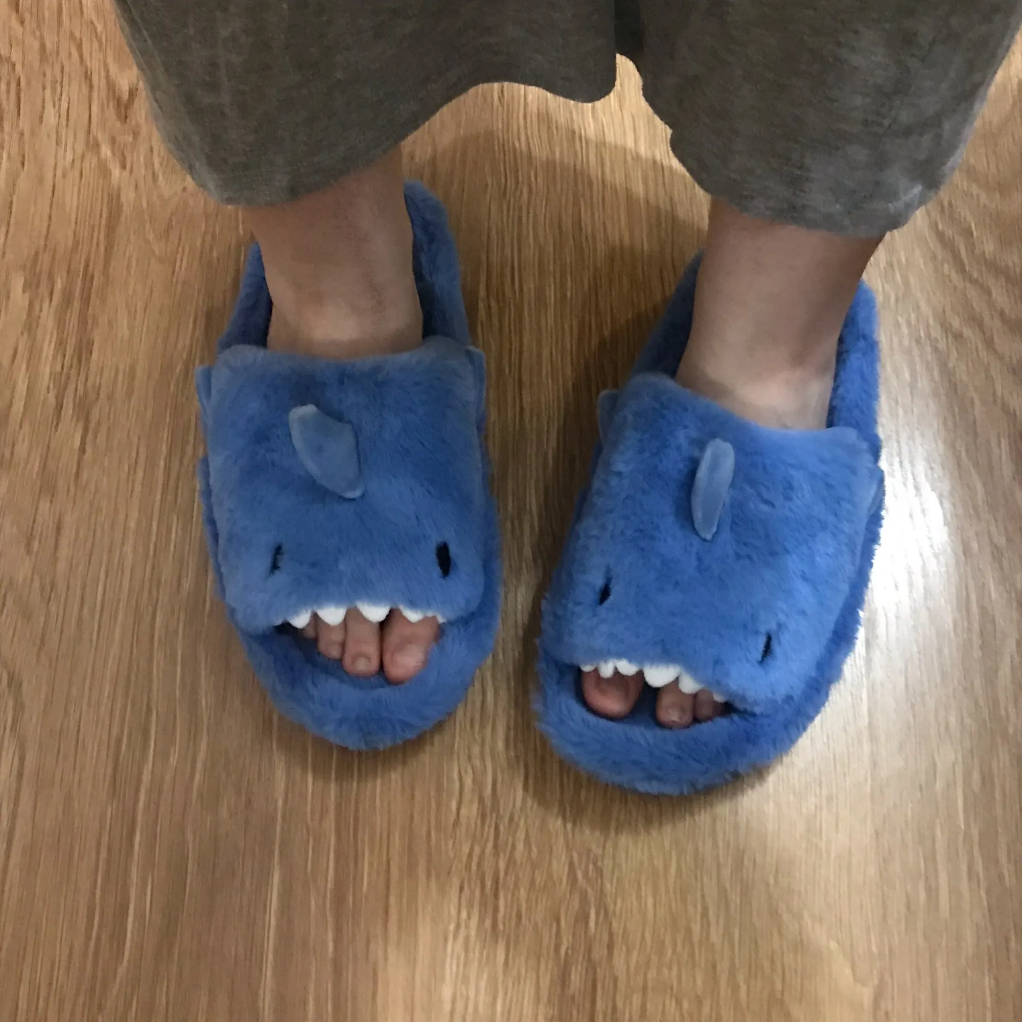 Pantuflas de tiburón de peluche Kawaii