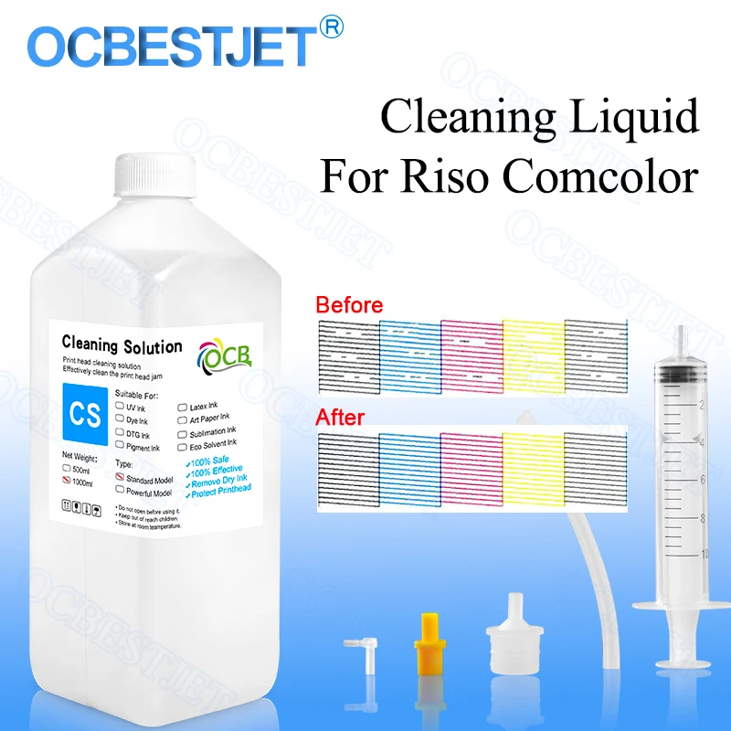 Ink Bottle 1000ML for Riso Comcolor 3150 7150 9150 3050 7050 9050 3150R 7150R 9150R 3050R 7050R Pigment Waterproof Colorful dye ink kit