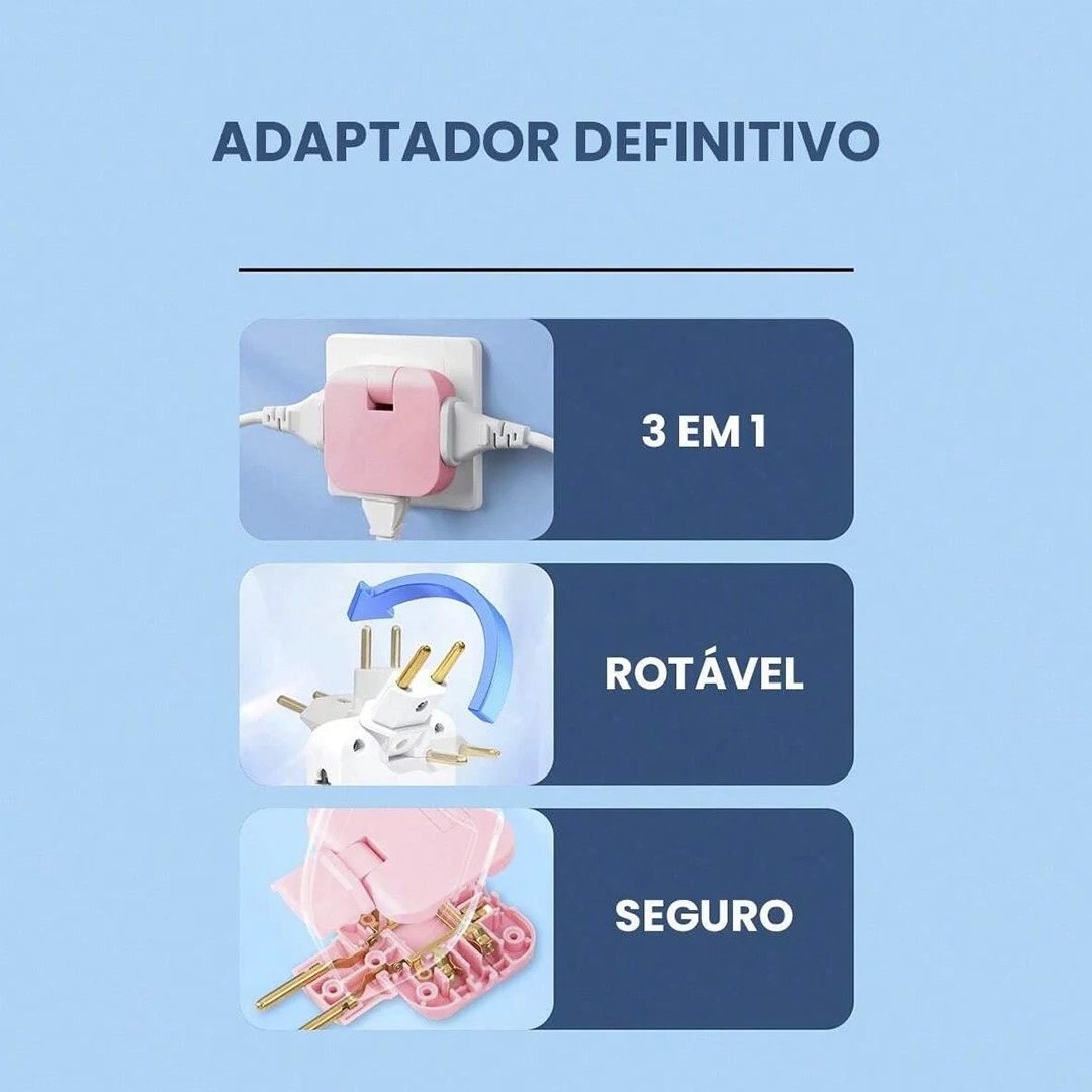 Adapter 20A Foldable Socket 20A 3 Inputs 110/220V 10A Practical and Versatile Brazilian Standard 3 Pin Multiprise Socket - 3
