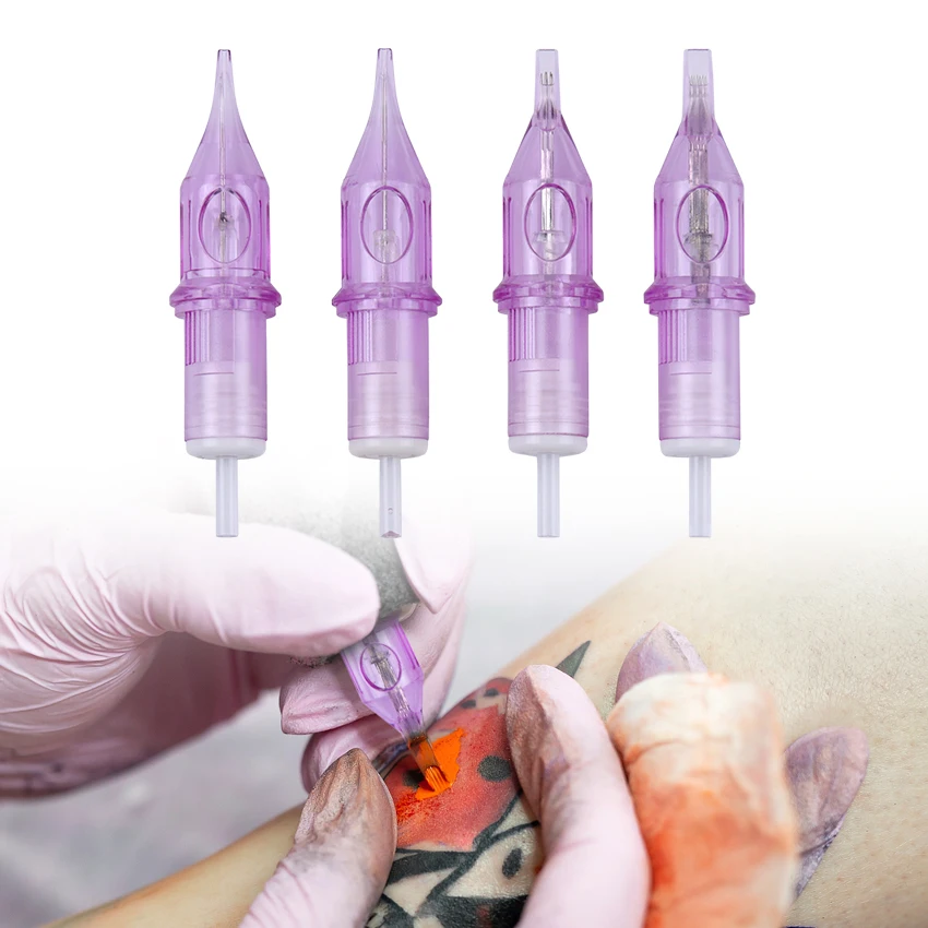 

10PCS/Lot Purple Tattoo Cartridge Tattoo Needles RL Disposable Sterilized Safety Tattoo Needle For Cartridge Machines Grips