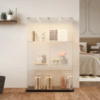 Rosahqnda Однодверная стеклянная витрина с 5 полками, черные шкафы Curio для гостиной, спальни, офиса, витрины для коллекции — изображение 4