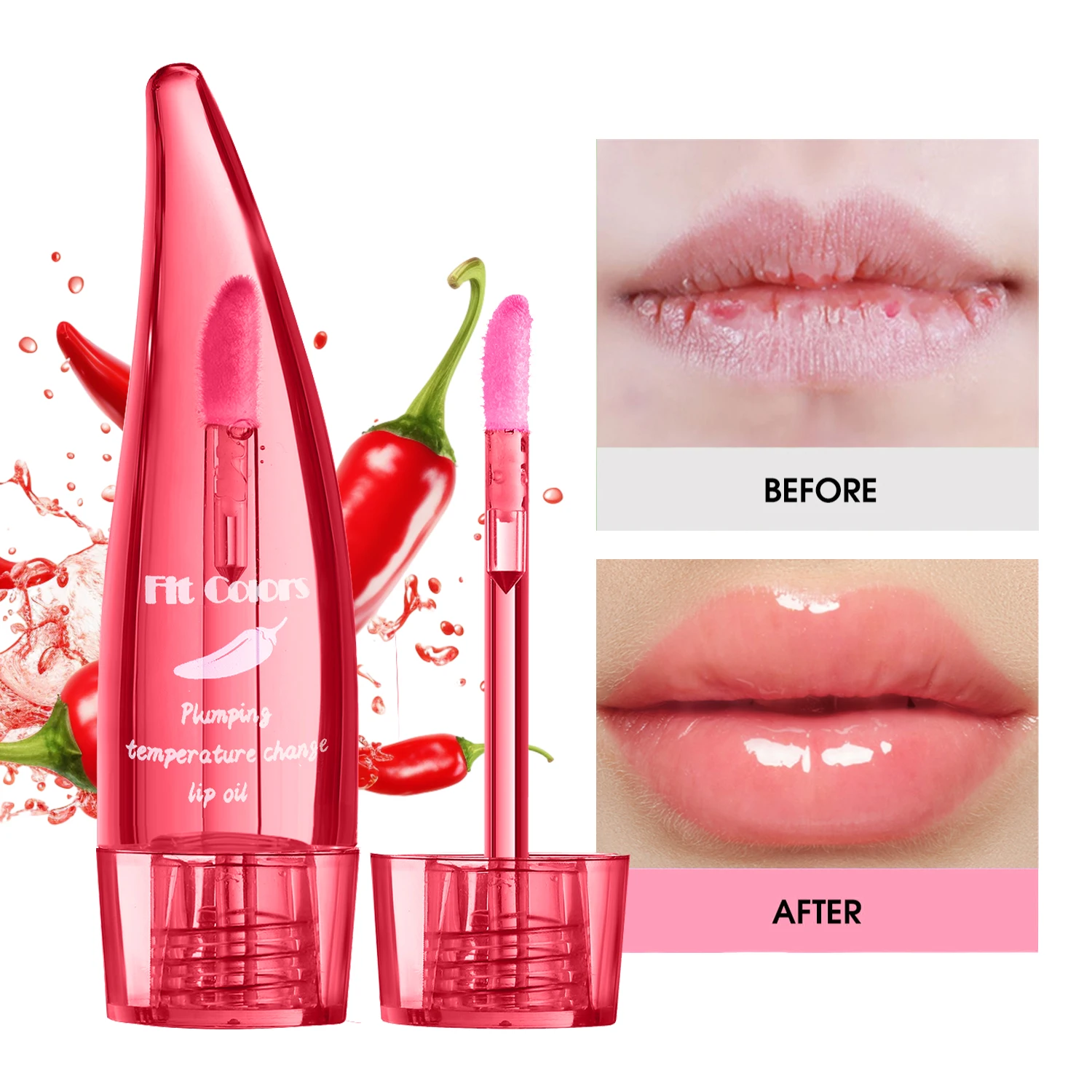 Aloe Vera & Chili Plumping Lip Oil | Temperature-Activated Color Change | Moisturizing & Hydrating Lip Gloss for Fuller Lips 2