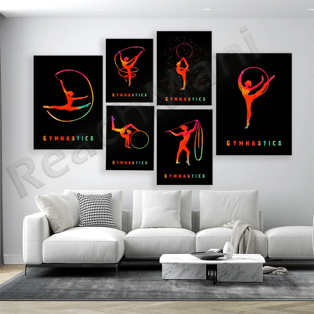 

Colorful Watercolor Gymnastics Girl Poster and Print Abstract Canvas Painting Nordic Wall Art Living Room Decor, Gymnastics Gift