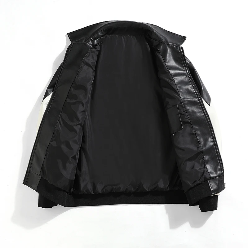 leather jackets Hip Hop Men's Faux Leather Jacket Padded Windbreaker Motorcycle Biker Bomber Coat Women