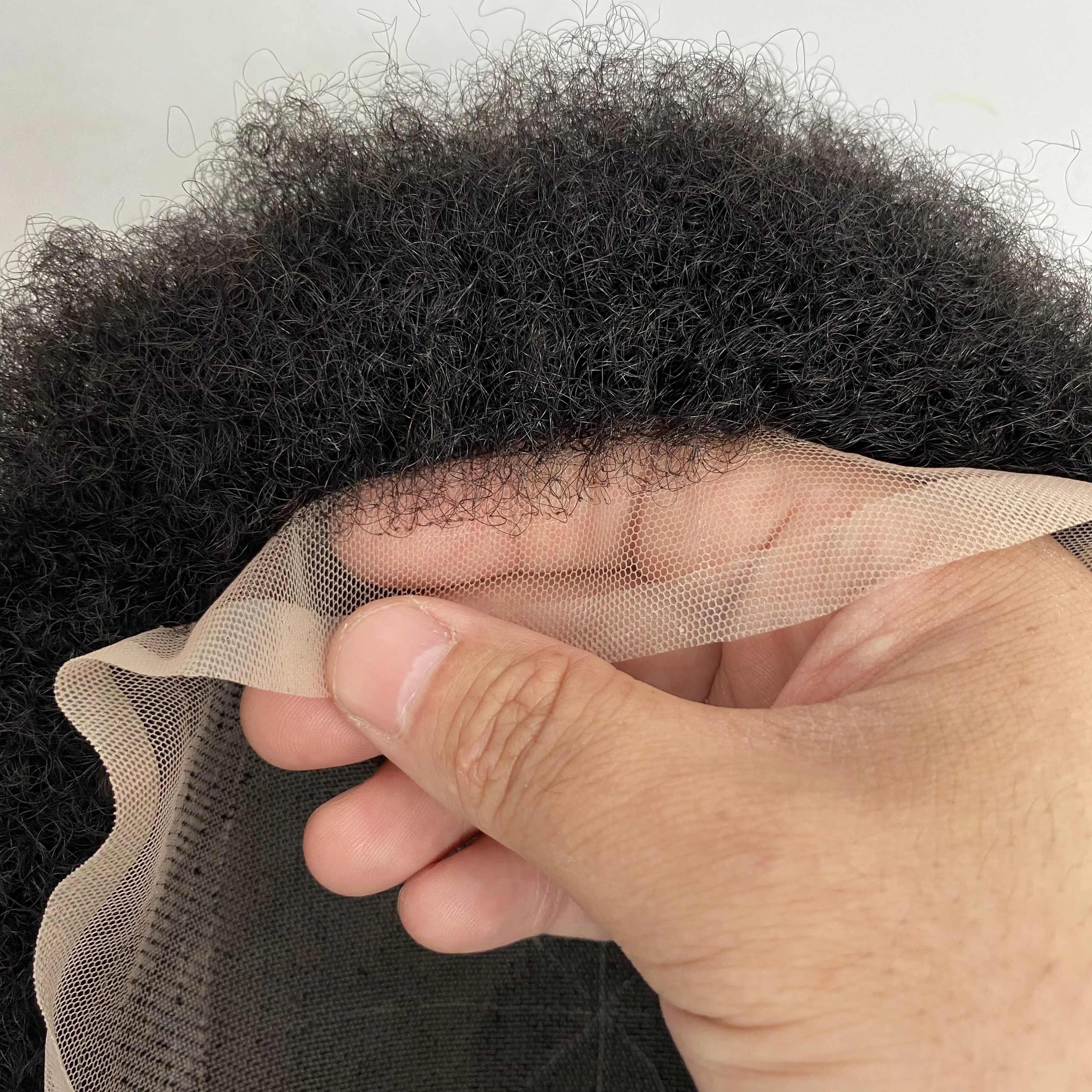 4mm Afro #1b Natural Black Brazilian Virgin Human Hair Hairpiece 8x10 Toupee Full Lace Unit for Black Men