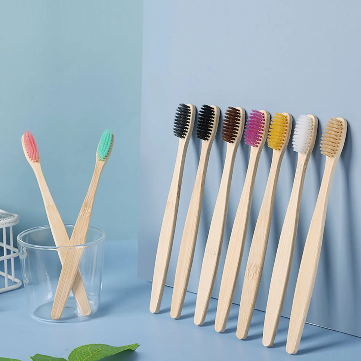 10pcs Adult Box Bamboo Toothbrush Bamboo Charcoal Soft Hair Toothbrush Degradable and Reusable Disposable for  Use