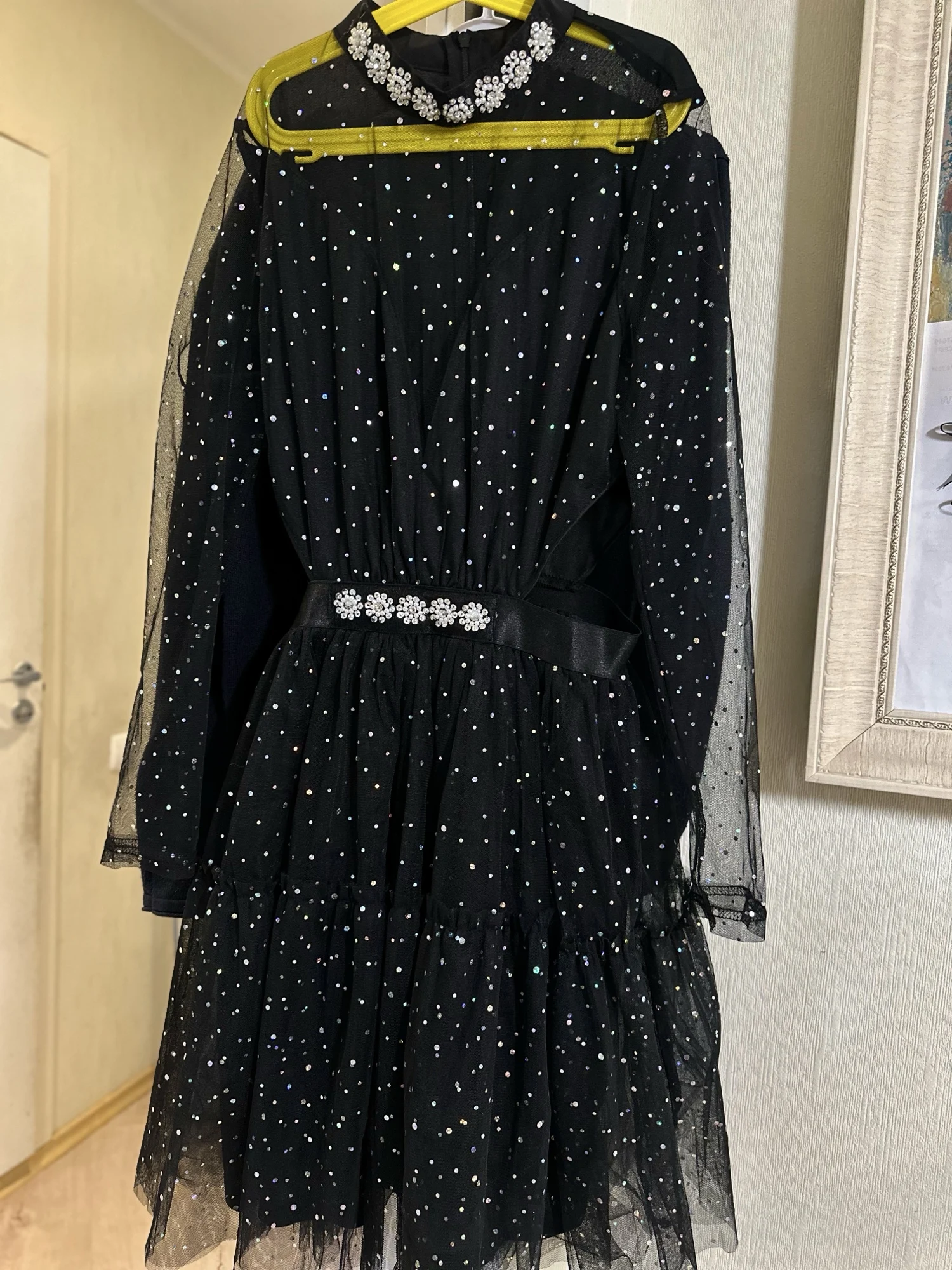 Cutout Mock Neck Mesh Mini  Dress