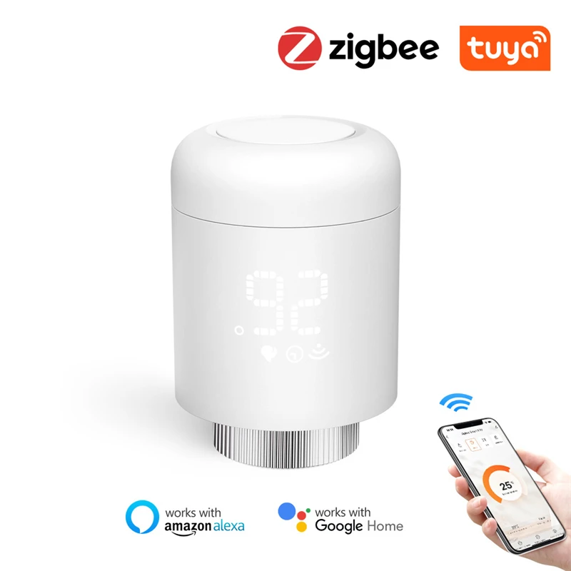 A50394eddd47048b4b38c7e4aa80f16a1S Tuya ZigBee 3.0 Radiator Actuator Thermostat Smart TRV Thermostatic Valve Temperature Controller Support Alexa Google Home