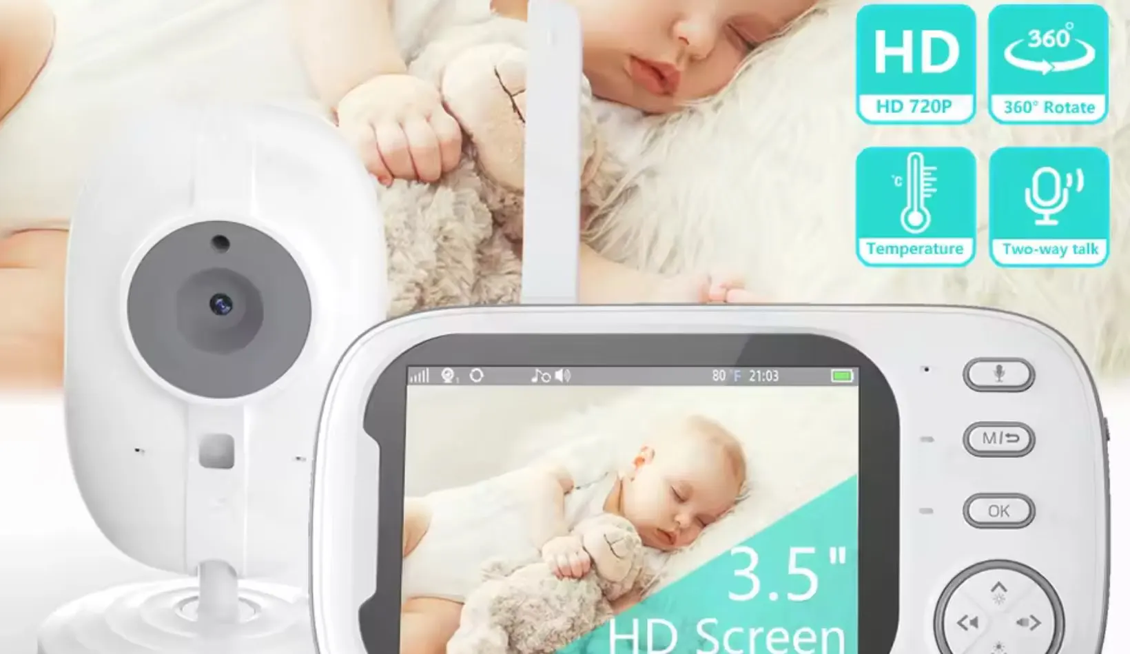 Cdycam New 3.5 inch Wireless Video Baby Monitor Night Vision Temperature Monitoring 2 Way Audio Talk Baby Nanny Security Camera photo review