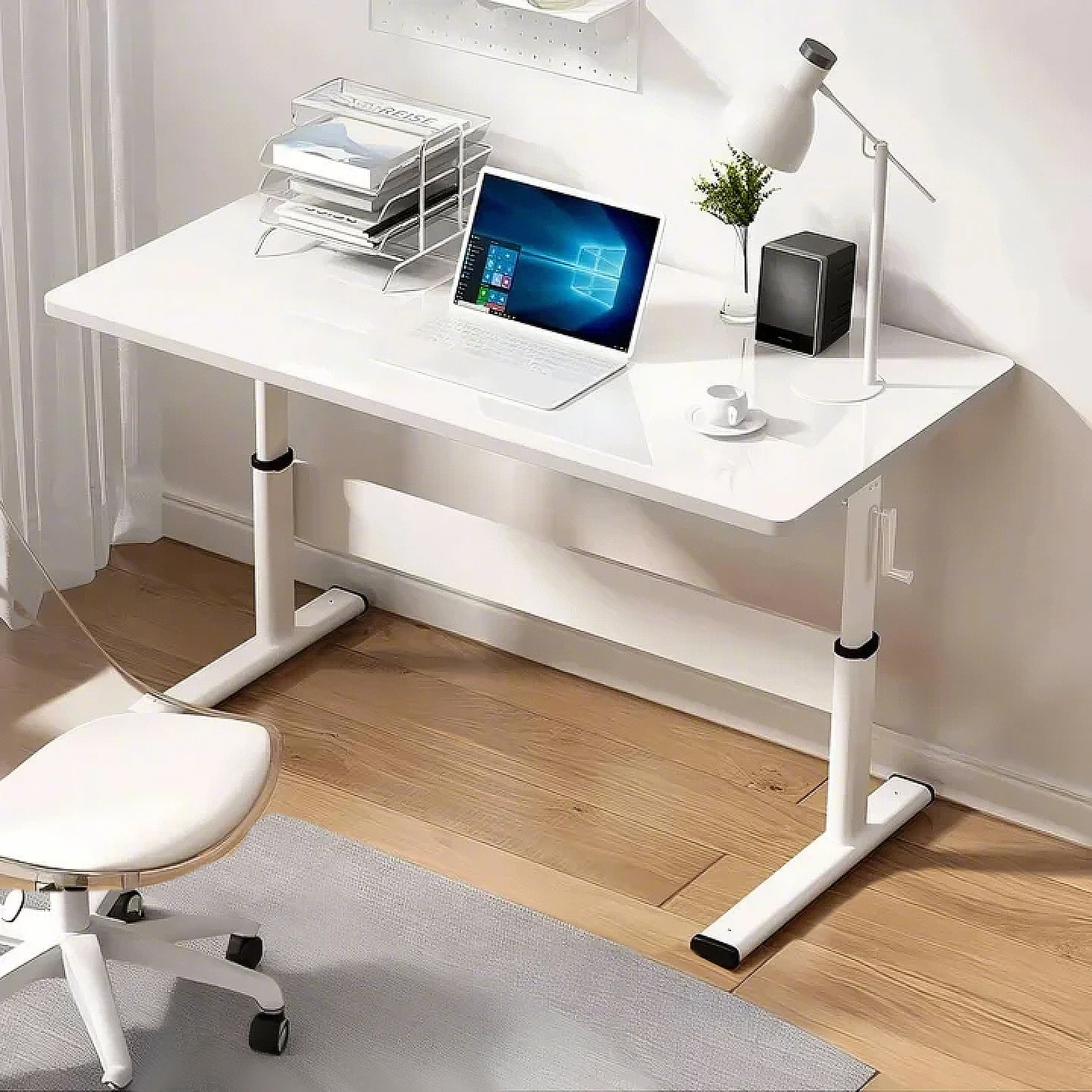 Portable Rolling Folding Table, Simple Home Bedroom Bedside Table, Multifunctional for Work Study Reading
