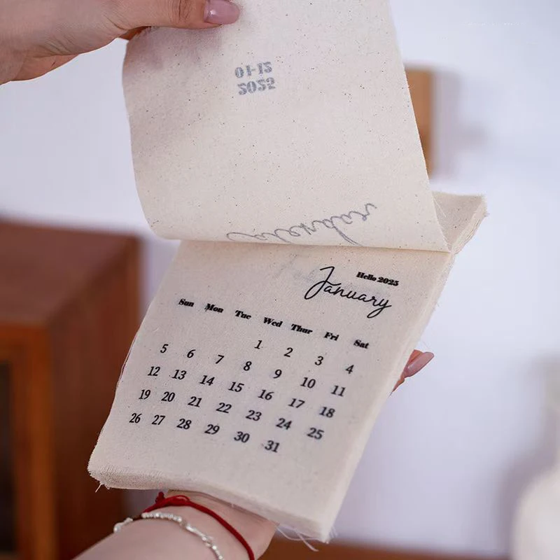 Wall Calendar Cotton Cloth Decorative English Calendar Retro Style Office Living Room Home Decor for Popular Posing Prop wall calendar paper wall calendar