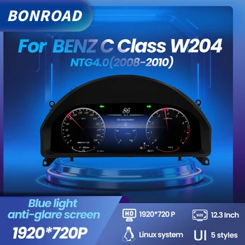 Panel de Instrumentos Digital LCD BONROAD de 12.3" y 1920*720P para Mercedes Benz Clase C W204 NTG 4.0 2007-2011, Velocímetro, Panel de Control 1