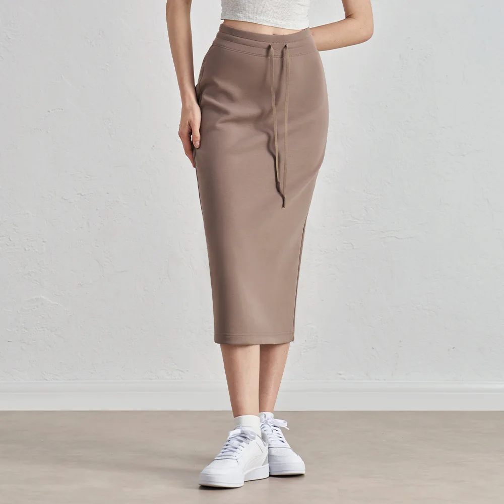 INLUMINE Nude Feel Casual Sports Skirt Women's Breathable Straight Sports Skirt Gym Outdoor Slit High Waist Slim Yoga Hip