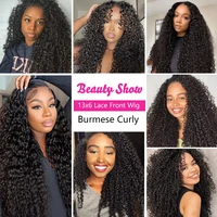Perruque Lace Front Cheveux Humains Bouclés Kinky 20 Pouces, Perruque Cheveux Humains Bouclés Profonds 250% Densité, Perruque Lace HD Transparente 13x4 Pré-Pluckée 6