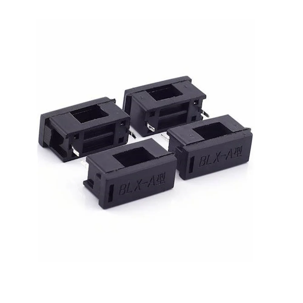 BLX-A 5x20mm Black Plastic Glass Ceramic Fuse Holder PCB Mount Insurance Socket With Cover 10PCS