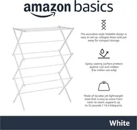 Foldable Laundry Drying Rack - 29.5"W x 41.8"H Portable for Indoor/Outdoor Use (White) 2