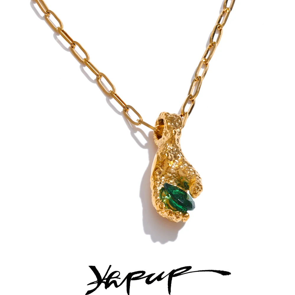 Yhpup Necklace Cubic Zirconia Golden Chain
