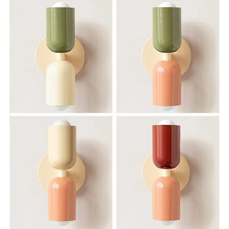 

Colorful Wall Lights Nordic Minimalist Modern Bedroom Bedside Aisle Living Room Kid's Room Background Wall Lamp E27 Home Decor