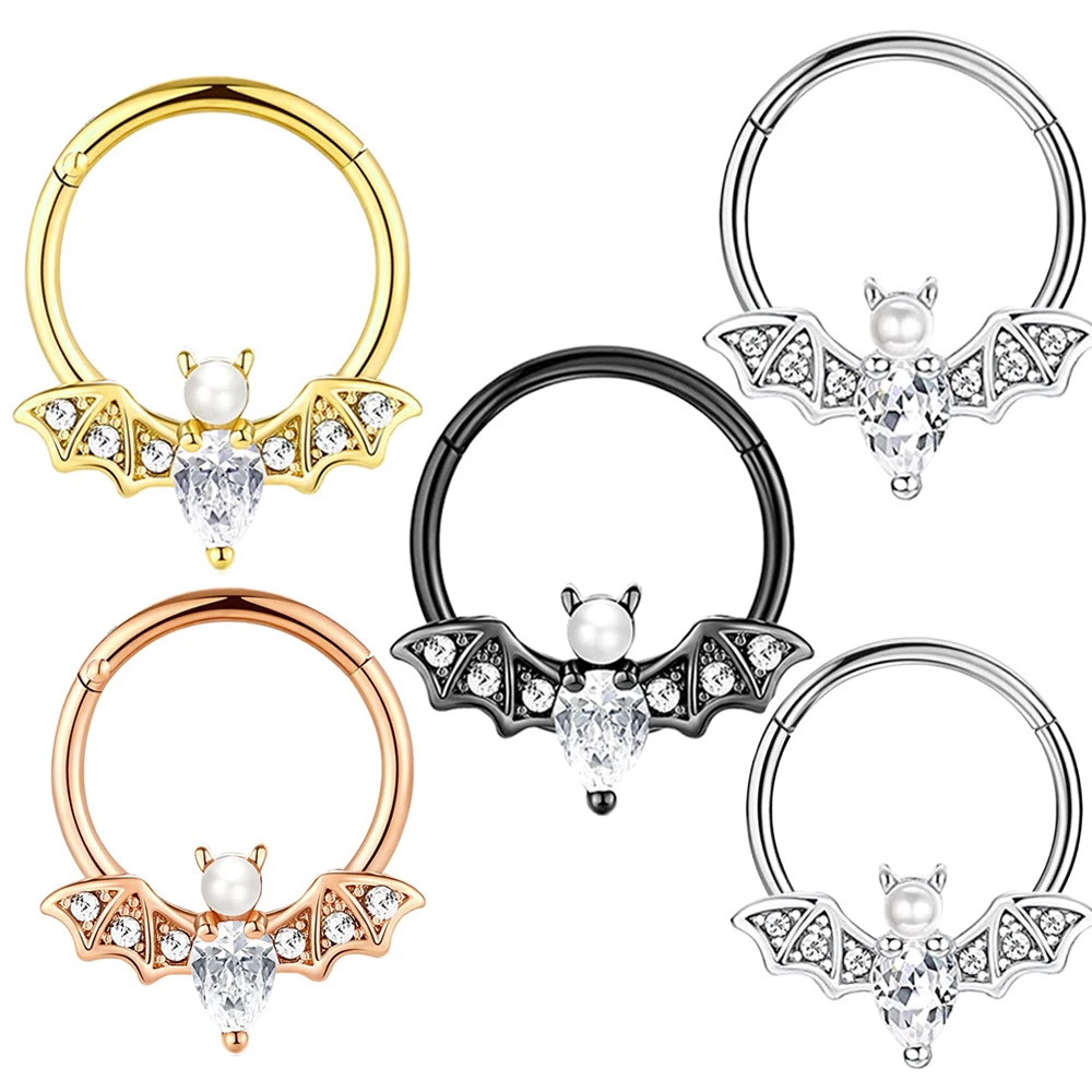 16G Stainless Steel Septum Ring Nose Hoop Ring Bee Bat Septum Piercing  Cartilage Hoop Helix Tragus Daith Small Earrings