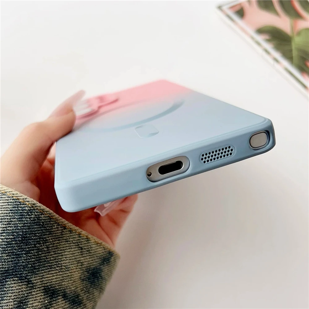 Frosted Gradient Silicone Shockproof Phone Case with MagSafe Compatibility