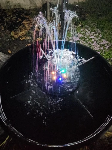 （1 option）Solar Fountain Water Pump with color LED Lights for Bird Bath 3W with 7 Nozzles & 4 Fixers Floating Garden Pond Tank photo review